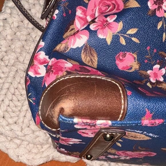 Dooney & Bourke Navy and Pink Floral Satchel - Picture 7 of 9